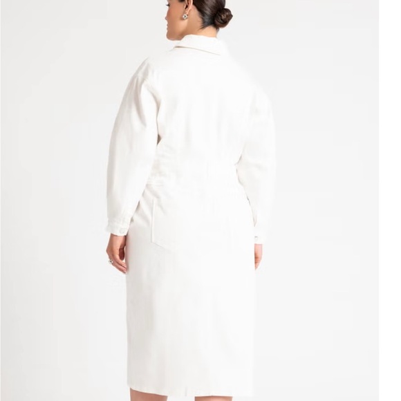 Eloquii women’s dress Sz 18 Oversized Denim Midi white baddie - Picture 2 of 12